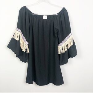 BLACK BEAD USA | Boho Mini Tunic/Dress Fringe Women’s Size Small